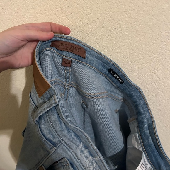 Judy Blue Back Rip 90'S STRAIGHT Light Wash Women’s Sz 7/28 Distressed High Rise - Picture 9 of 11